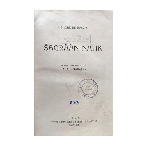 Šagrään-nahk 1926 - Honoré de Balzac