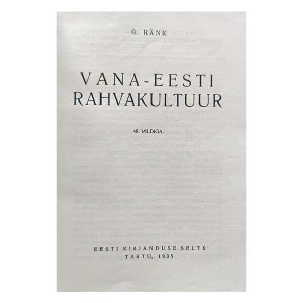 Vana Eesti rahvakultuur