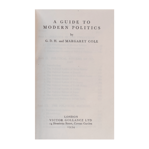 A Guide to Modern Politics  / G. D. H. Cole ja Margaret Cole 