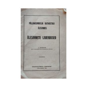 Põllumajanduslik aritmeetika ülesandeis - Jaan Jaakson - 1932 - -